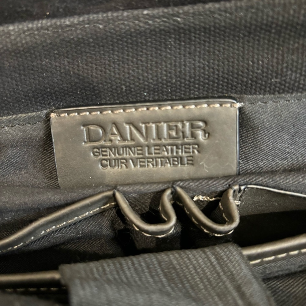 DANIER Canvas and Leather Multiple Pockets Shoulder Strap Laptop Messenger Bag - Picture 8 of 12